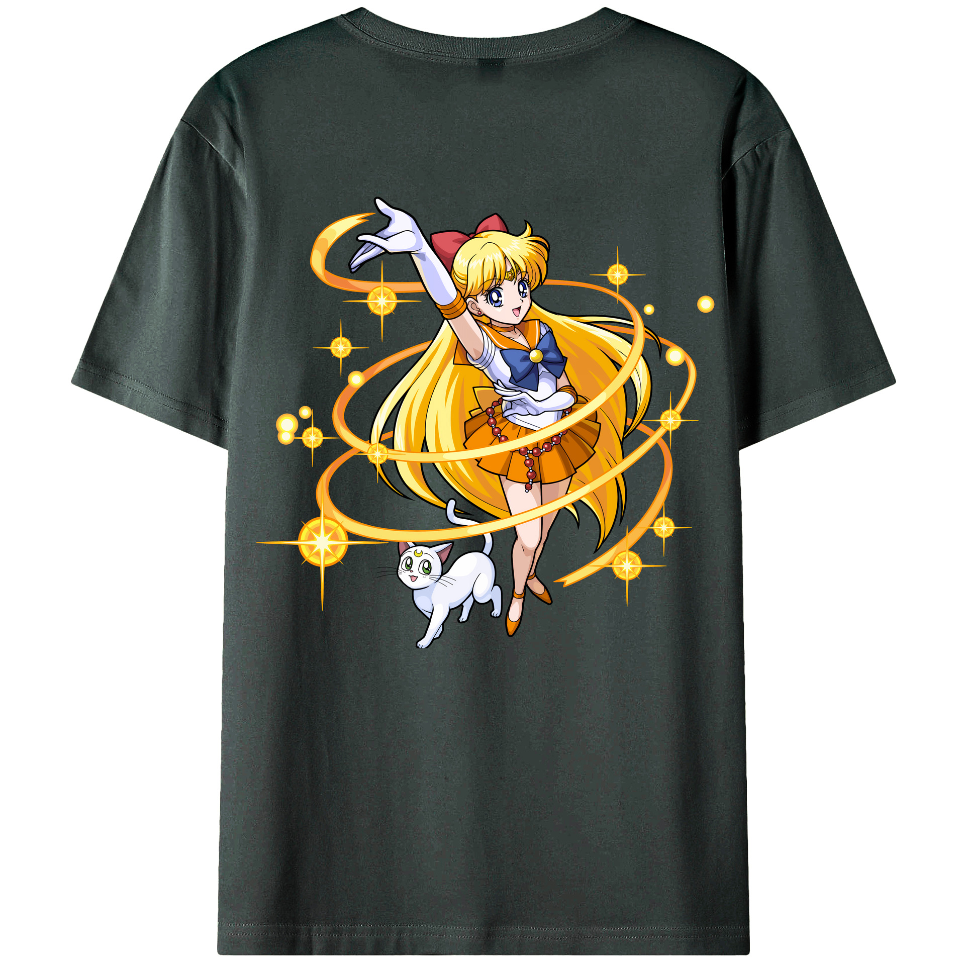 （画像用） 美少女戦士セーラームーン 愛野 美奈子 あいの みなこ Sailor Moon Aino Minako 綿100％ メンズ半袖Tシャツ（バックプリント） 通気性